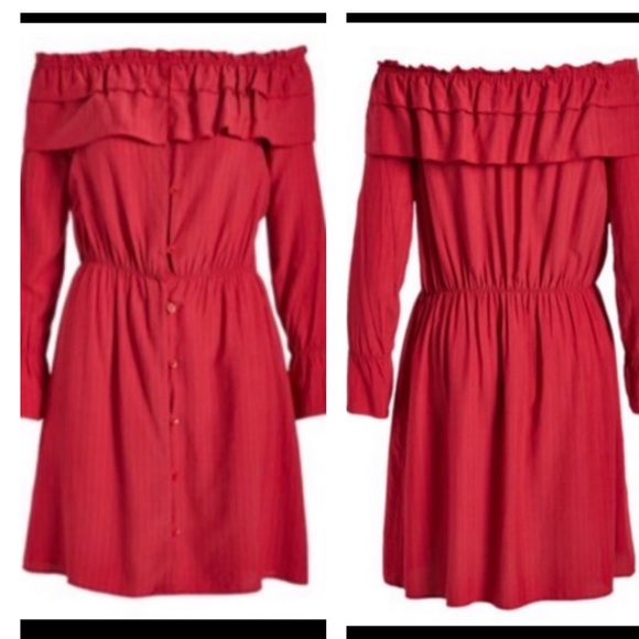 NEW•L-1X•OLIVIA OFF THE SHOULDER RED COTTAGE CORE STYLE DRESS•NWT - Picture 4 of 15